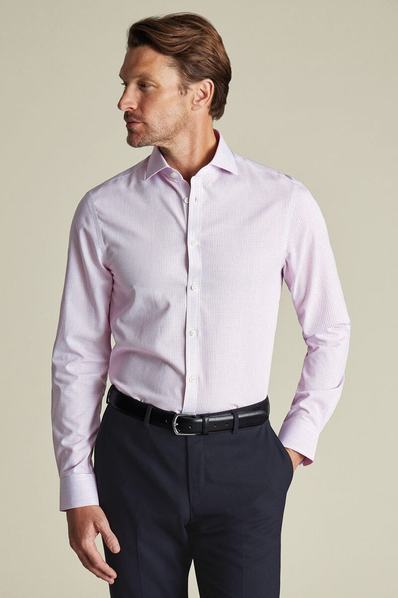 Wholesale,Charles Tyrwhitt, Charles Tyrwhitt Red/Blue Stretch Poplin Check Shirt, Red, Small-40-Tag15