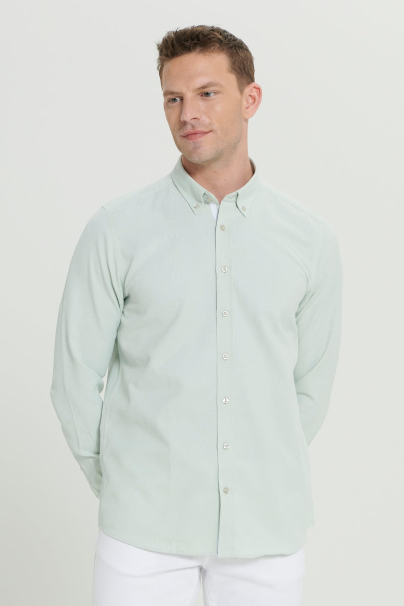 Wholesale,Altinyildiz Classics, Altinyildiz Classics Green Textured Dobby Slim Fit Shirt, Green, Large-44-TagL