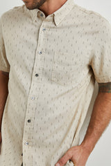 Rails Khaki Leaf Print Short Sleeve Linen Blend Shirt