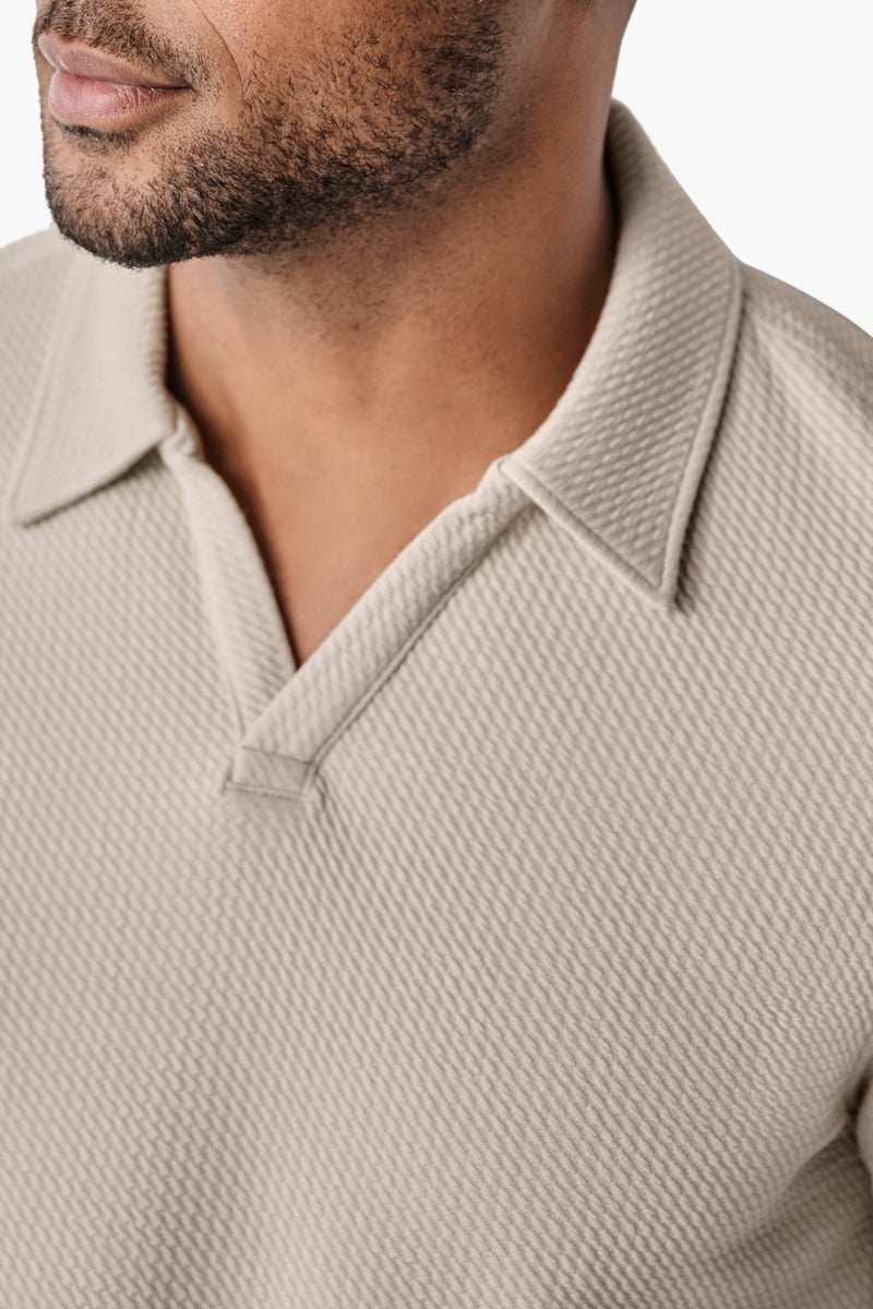 Wholesale,Johnston & Murphy, Johnston & Murphy Stone Stretch Puckered Textured Knit Polo, Tan, Small-40-TagSMedium-42-TagMLarge-45-TagLExtra Large-49-TagXLExtra Extra Large-52-TagXXLExtra Extra Extra Large-55-Tag3XL