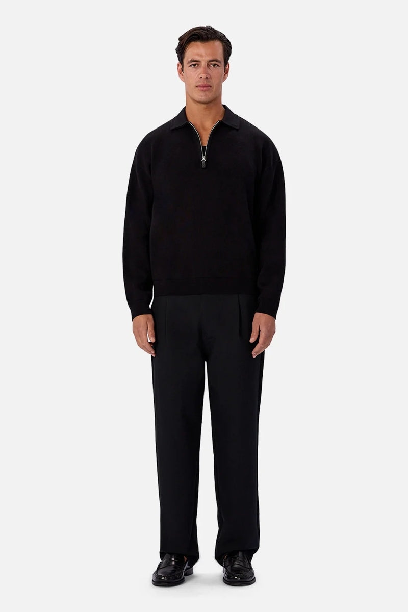 Wholesale,INDUSTRIE AUSTRALIA, INDUSTRIE AUSTRALIA Black Knit Qtr Zip, Black, Small-46-TagSMedium-48-TagMLarge-50-TagLExtra Large-52-TagXLExtra Extra Large-54-TagXXL