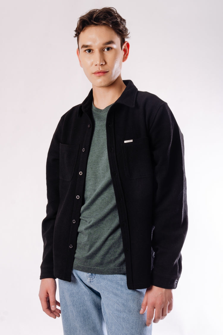 Wholesale,Kuwalla, Kuwalla Black Brushed Button-down Overshirt, Black, Medium-42-TagM