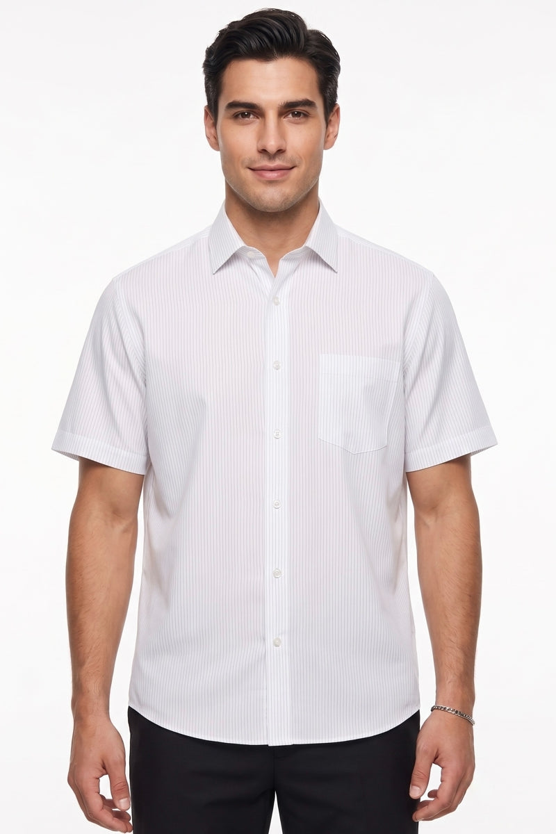 Wholesale,Jakamen, Jakamen White/Black Striped Textured Classic Fit Shirt, White, Medium-45-TagMLarge-48-TagLExtra Large-50-TagXLExtra Large-52-TagXXL