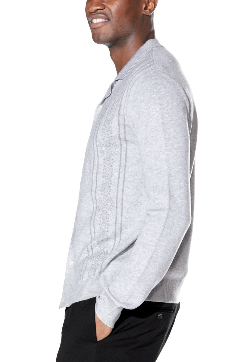 Wholesale,Civil Society, Civil Society Heather Grey Knit Full Placket Sweater Shirt, Grey, Medium-42-TagMLarge-44-TagLExtra Large-46-TagXLExtra Extra Large-48-TagXXL