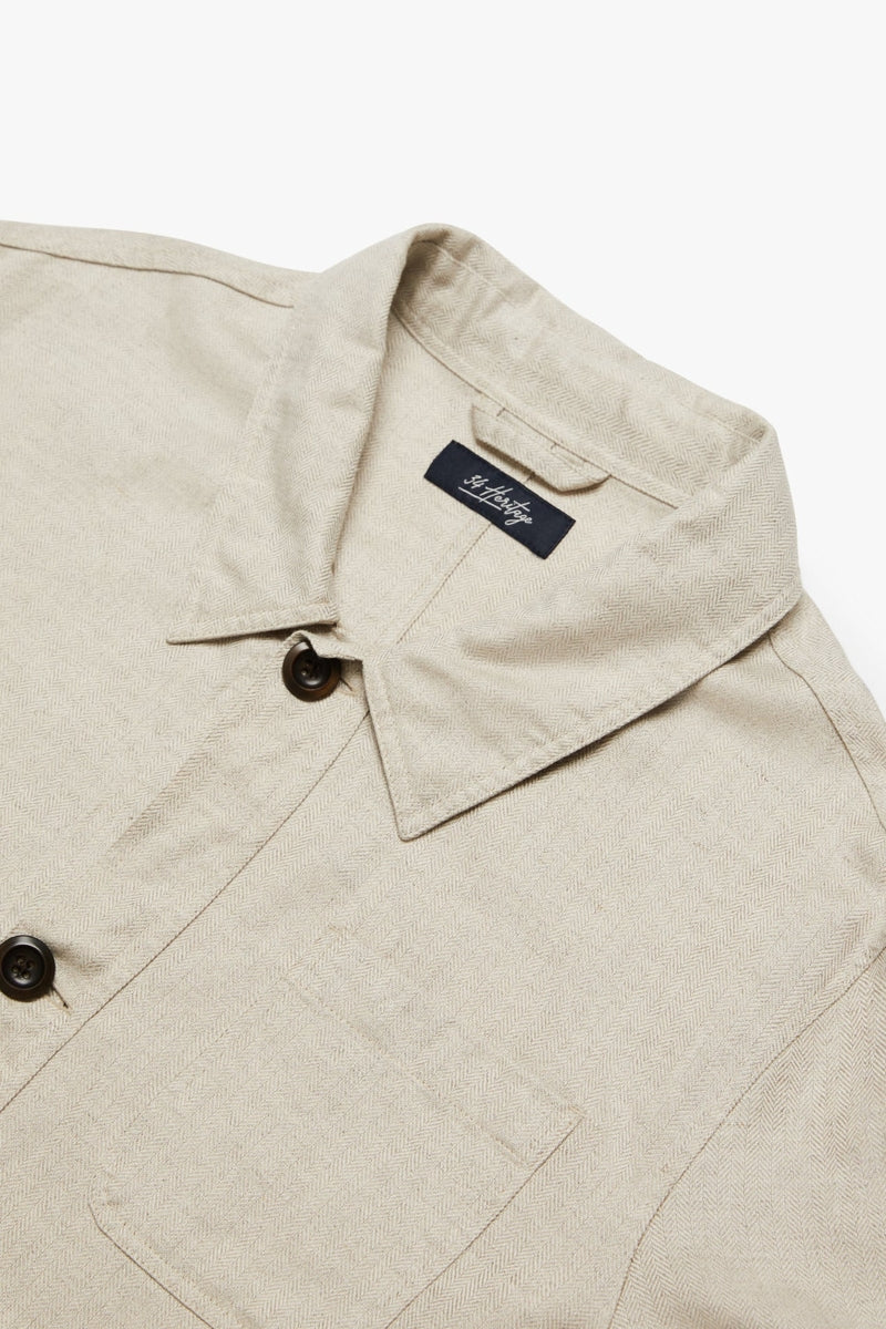 34 Heritage Beige Herringbone Overshirt