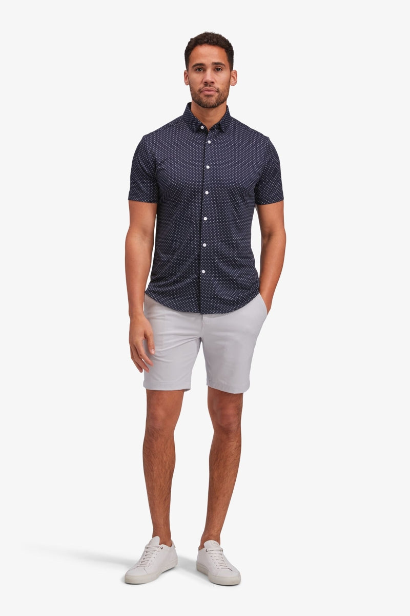 Wholesale,Mizzen + Main, Mizzen + Main Navy Dot Print No-Tuck Trim Shirt, Blue, Small-41-TagSMedium-43-TagMLarge-46-TagLExtra Extra Large-52-TagXXLExtra Large-49-TagXL