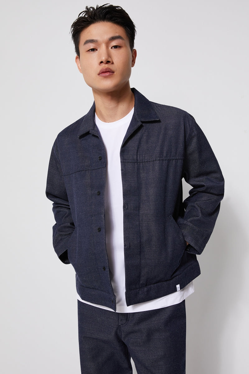 Direct From Brand,FYNE, FYNE Navy Temperature Control Denim Jacket, Blue, Small-44-TagSMedium-46-TagMLarge-48-TagLExtra Large-50-TagXL
