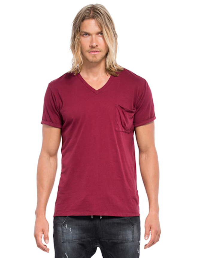 Wholesale,Reese De Luca, Reese De Luca Wine V-Neck Jersey T-Shirt, Red, Medium-42-TagM