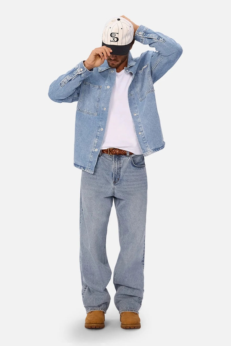 Wholesale,INDUSTRIE AUSTRALIA, INDUSTRIE AUSTRALIA Blue Denim Overshirt, Blue, Large-50-TagL