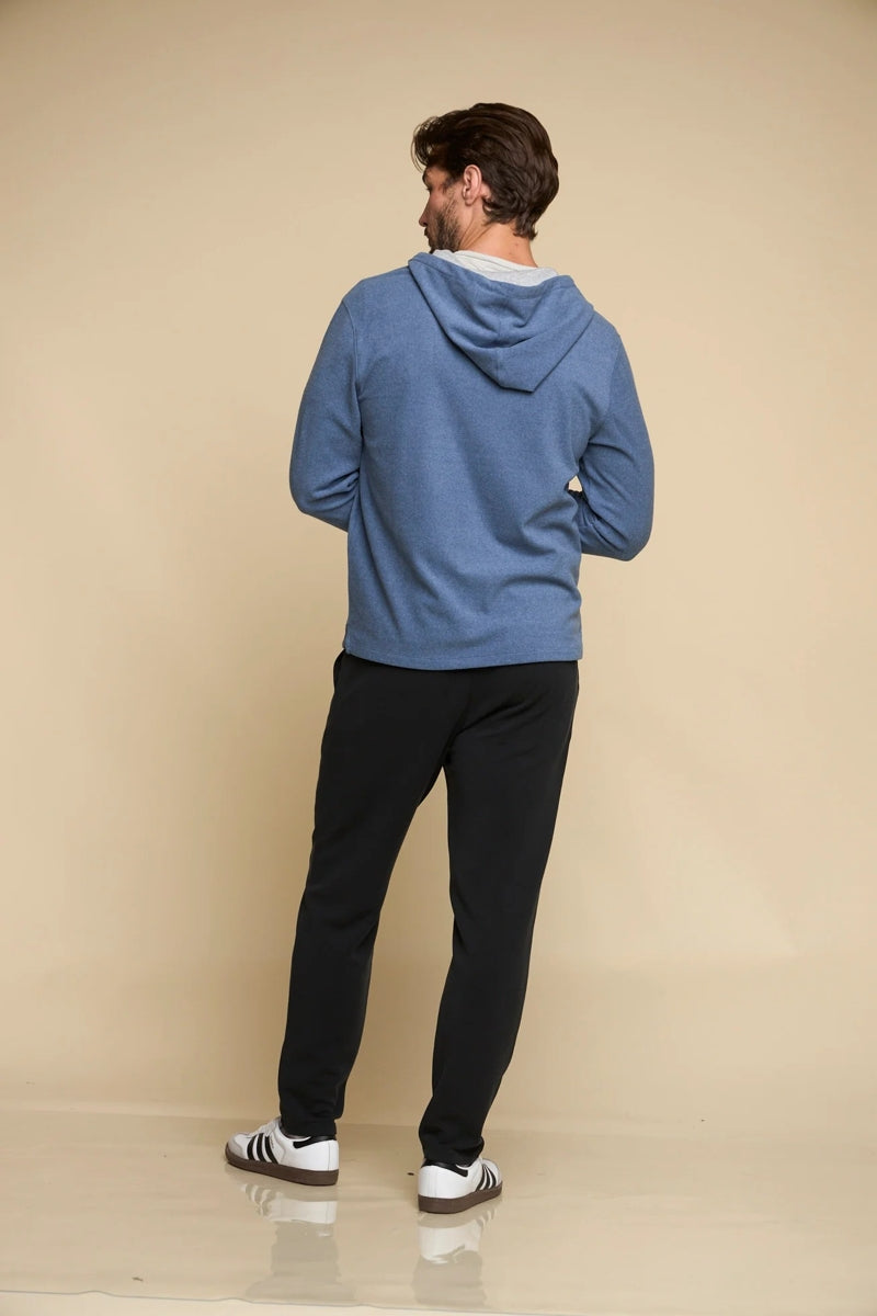 Wholesale,Fundamental Coast, Fundamental Coast Blue Soft Henley Hoodie, Blue, Small-40-TagSMedium-44-TagMLarge-47-TagLExtra Large-50-TagXLExtra Extra Large-53-TagXXL