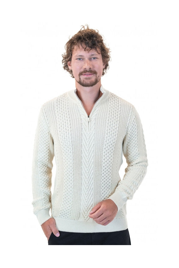 Wholesale,Mizumi, Mizumi Beige Cable Knit Half-Zip Sweater Pullover, Cream, Medium-42-TagM