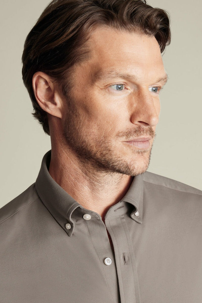 Wholesale,Charles Tyrwhitt, Charles Tyrwhitt Mocha Performance Stretch Jersey Shirt, Brown, Small-39-TagSMedium-42-TagMLarge-45-TagLExtra Large-48-TagXLExtra Extra Large-51-TagXXL