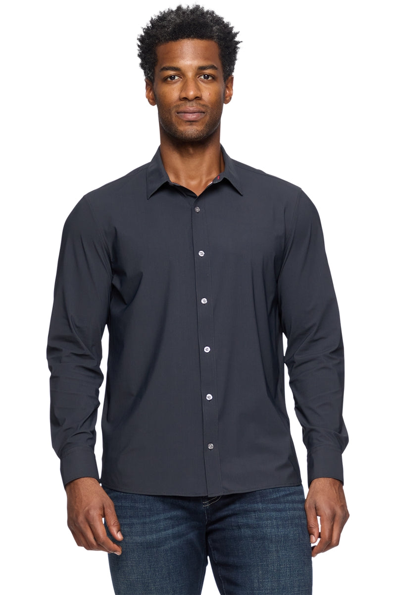 Wholesale,Flag & Anthem, Flag & Anthem Jet Black 4-Way Stretch Shirt, Black, Medium-43-TagM