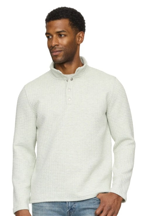 Other,Flag & Anthem, Flag & Anthem Light Grey Heather Quilted 1/4 Snap Pullover, Grey, Medium-44-TagM