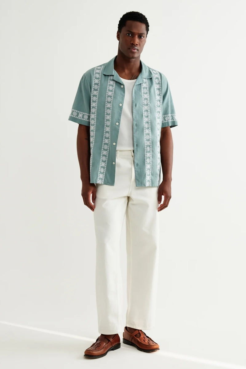 Wholesale,Wax London, Wax London Sea Green/Ecru Embroidered Shirt, Green, Extra Extra Large-51-TagXXL