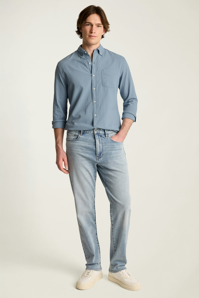 Wholesale,Bonobos, Bonobos Blue Shadow Dyed Seersucker Slim Fit Shirt, Blue, Medium-42-TagM