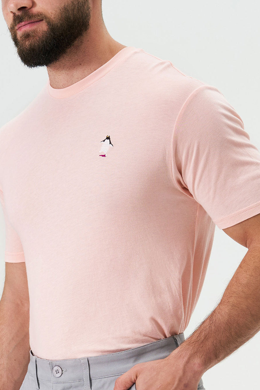 Direct From Brand,Eubi, Eubi Coral Penguin Patch Crewneck Short Sleeve T-shirt, Orange, Extra Large-46-TagXXL