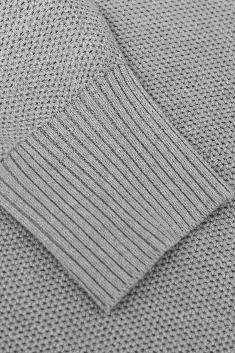 Faire,True Classic, True Classic Heather Grey Pique Crew Sweater, Grey, Large-40-TagL