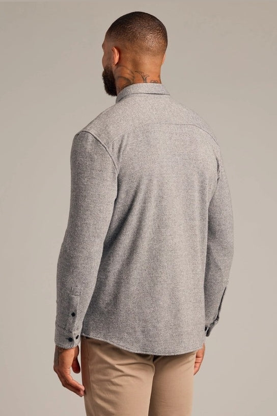 Faire,True Classic, True Classic Heather Grey Herringbone Overshirt, Grey, Medium-42-TagM