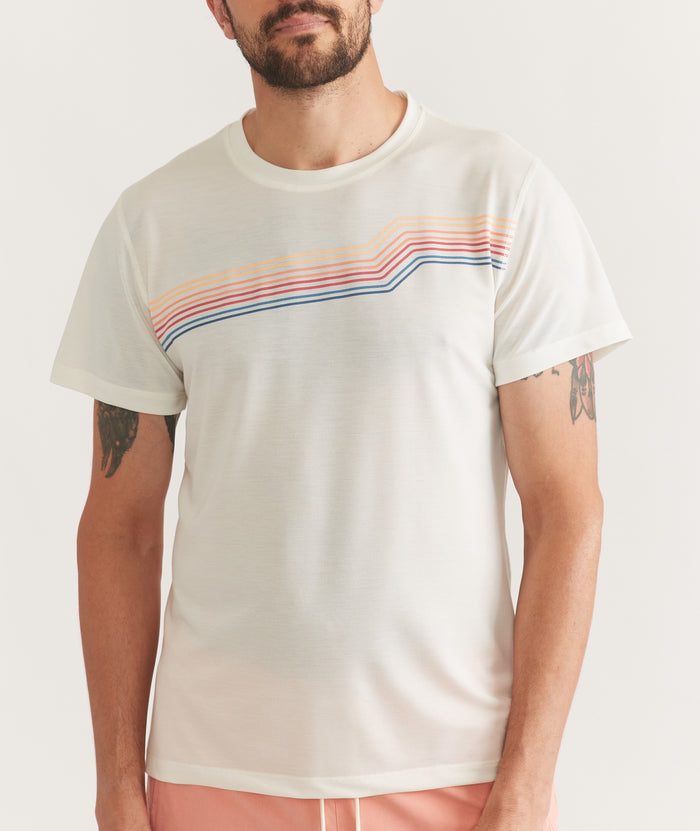 Marine Layer White Sunset Stripe Air Crew Graphic Tee