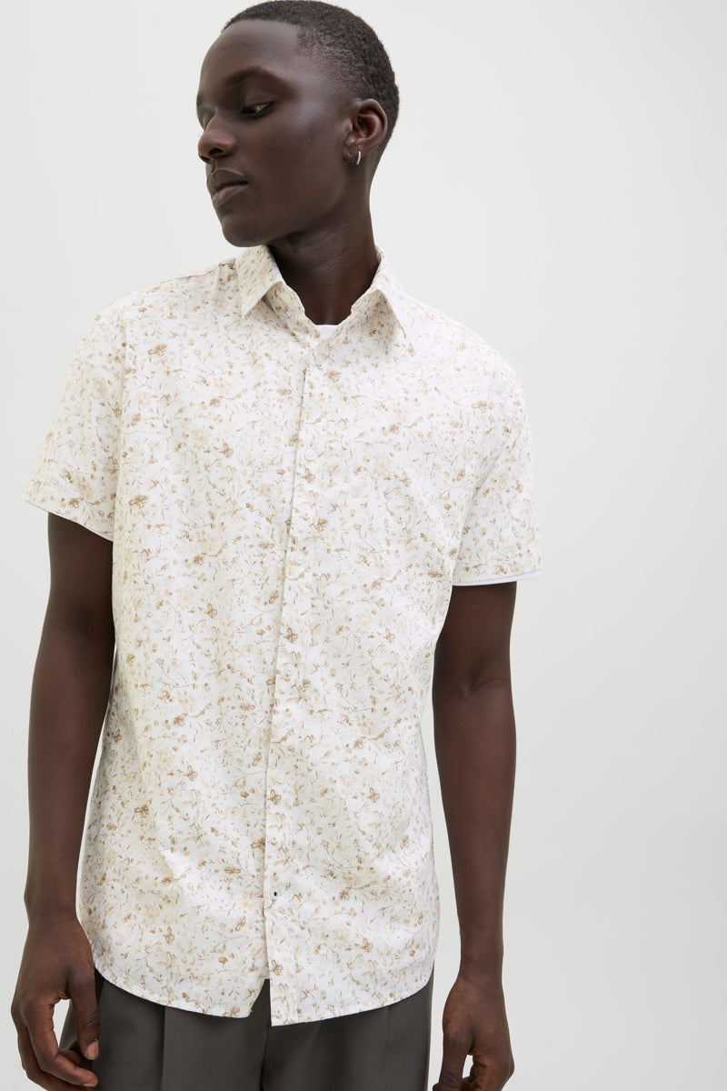 Wholesale,Jack & Jones, Jack & Jones White/Tan Abstract Floral Print Shirt, White, Large-45-TagLMedium-43-TagMExtra Large-48-TagXL