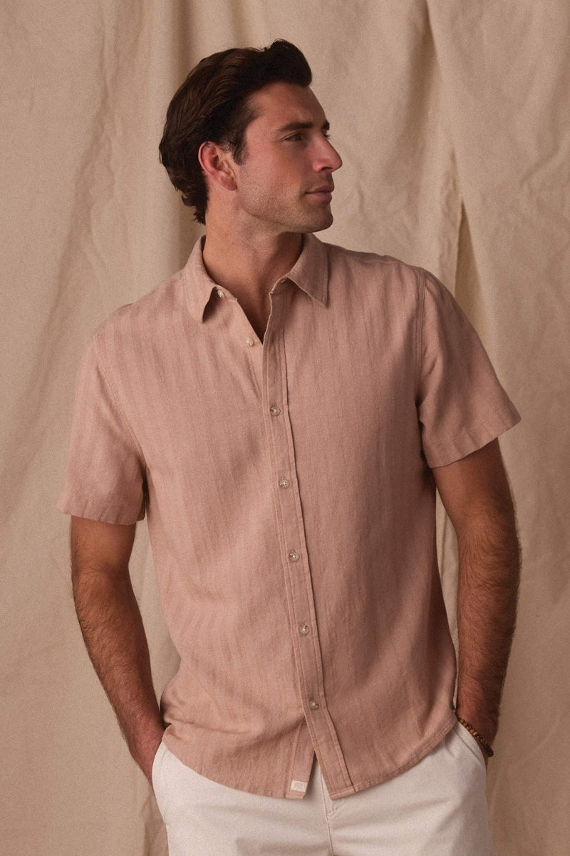 Wholesale,The Normal Brand, The Normal Brand Blush Striped Textured Shirt, Pink, Medium-44-TagM