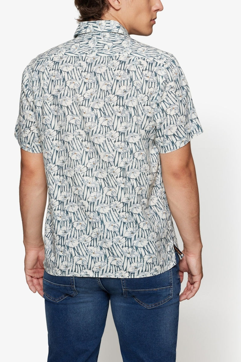 Wholesale,Signal Clothing, Signal Clothing Blue/White Floral Print Shirt, Blue, Extra Large-52-TagXL