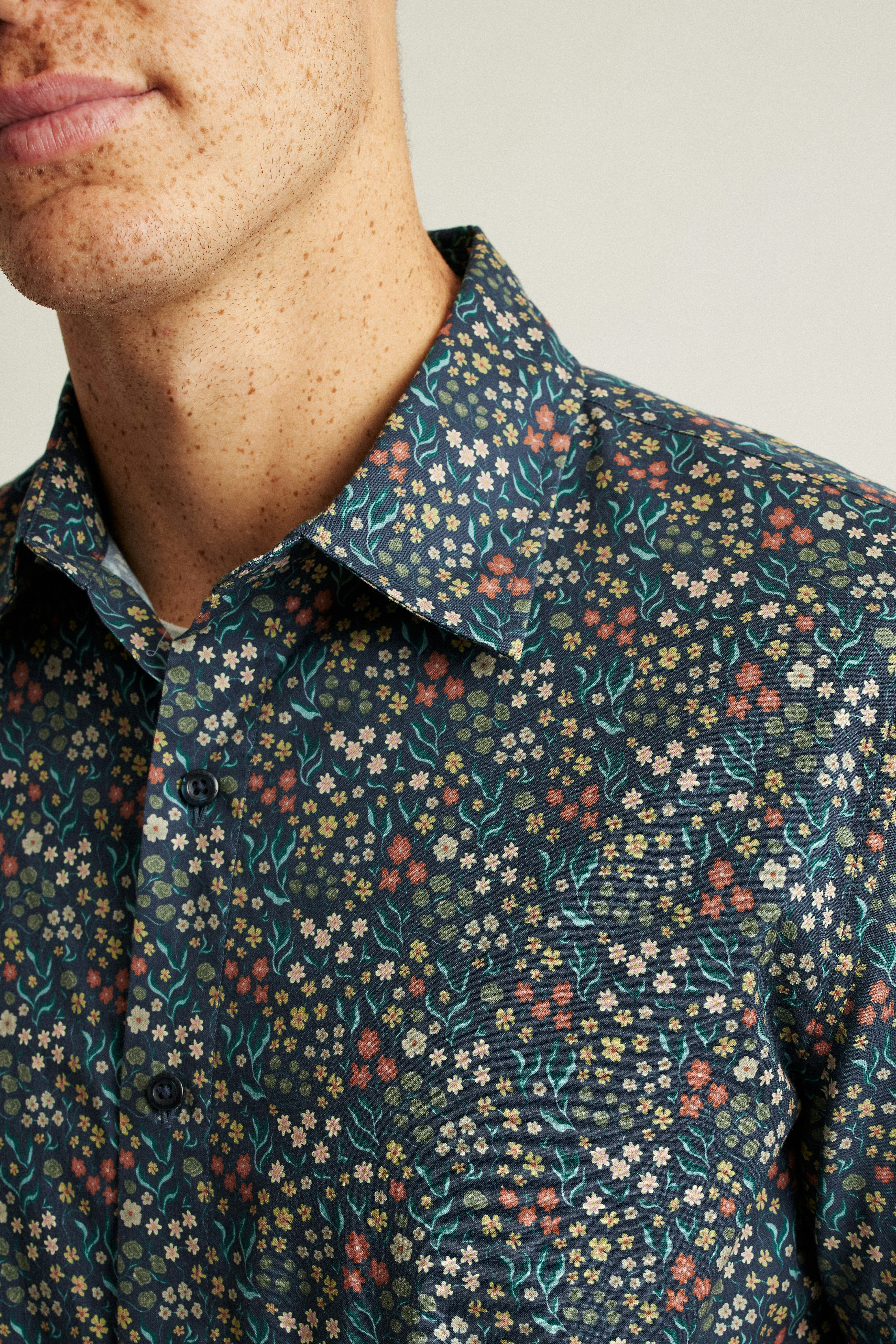 Wholesale,Bonobos, Bonobos Green Garden Floral Print Stretch Riviera Short Sleeve Shirt, Green, Medium-42-TagMLarge-45-TagLExtra Large-48-TagXLSmall-39-TagSExtra Extra Large-51-TagXXL