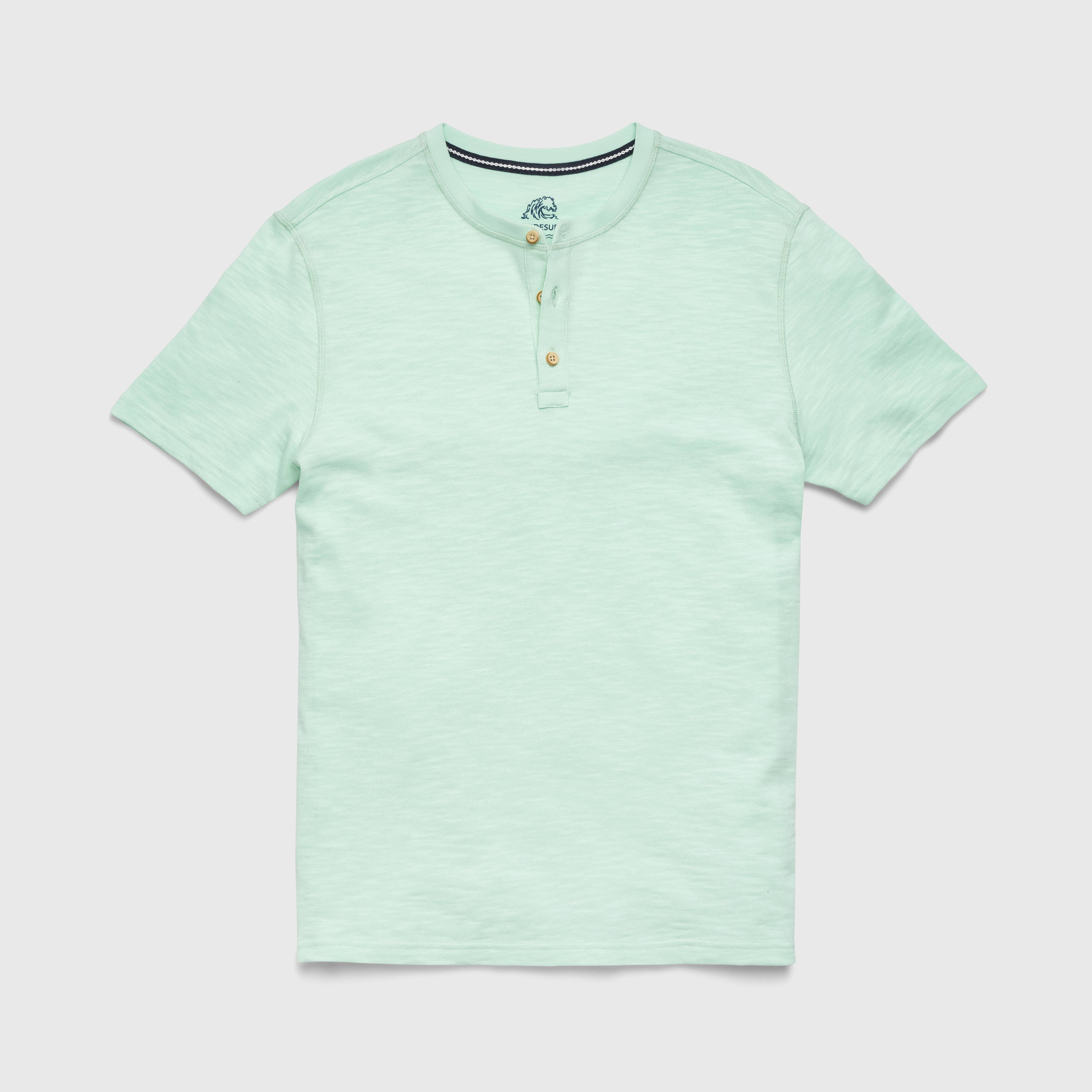 Faire,Surfside Supply, Surfside Supply Green Cotton Slub 3 Button Short Sleeve Henley, Green, Extra Extra Large-49-TagXXL