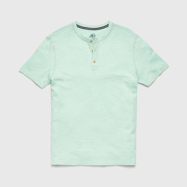 Surfside Supply Green Cotton Slub 3 Button Short Sleeve Henley