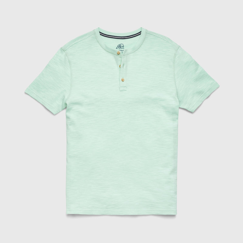 Surfside Supply Green Cotton Slub 3 Button Short Sleeve Henley