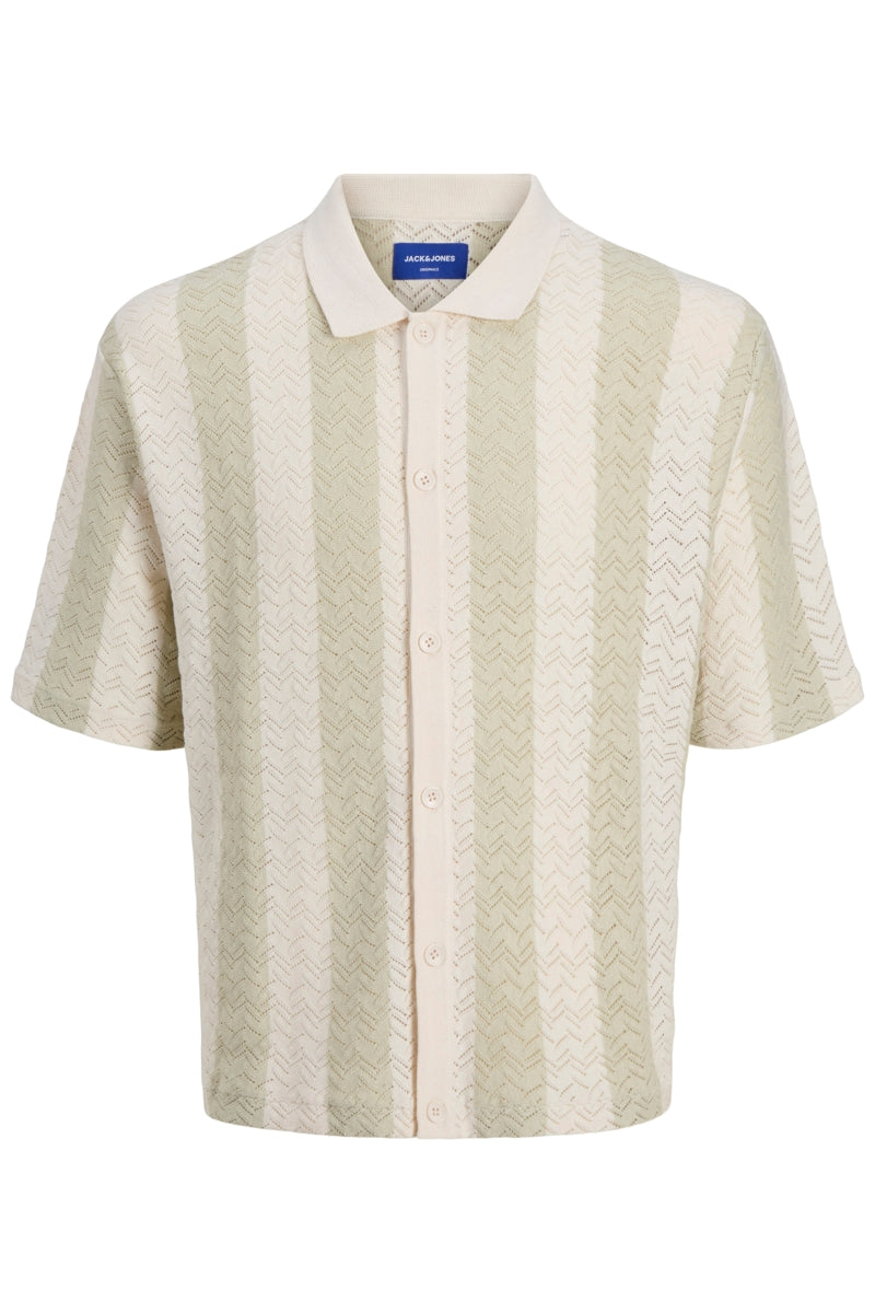 Wholesale,Jack & Jones, Jack & Jones Cream/Green Striped Textured Shirt, Cream, Extra Large-50-TagXL