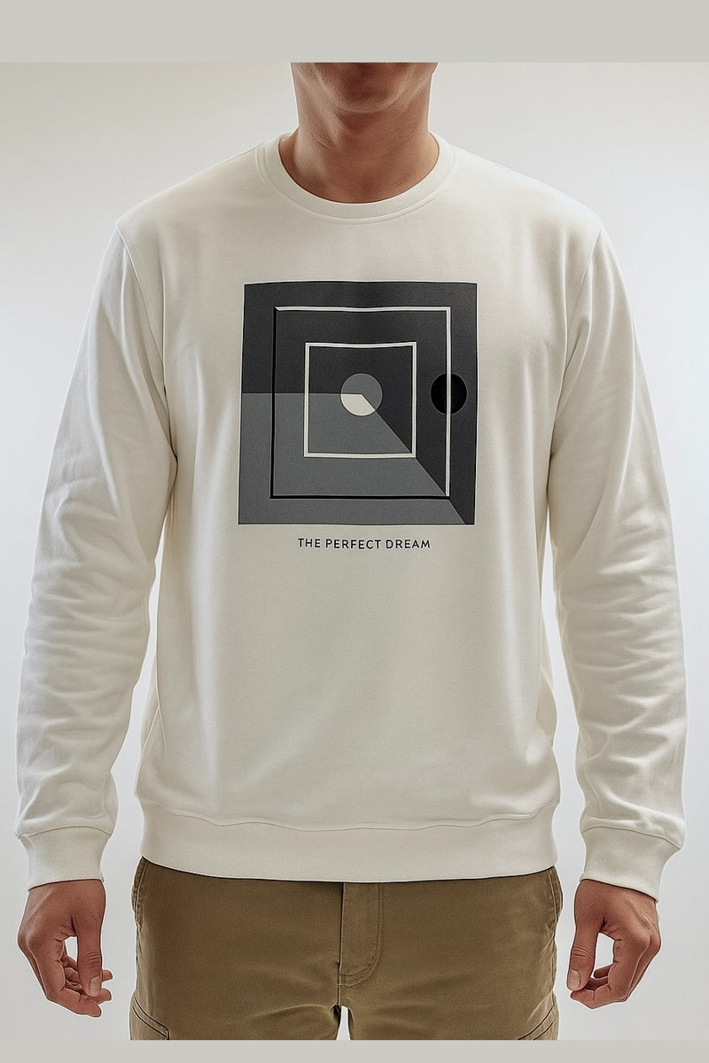 Wholesale,Jakamen, Jakamen White Graphic Print Long Sleeve Sweatshirt, White, Small-40-TagSMedium-42-TagMLarge-46-TagXLExtra Large-48-TagXXLMedium-43-TagL