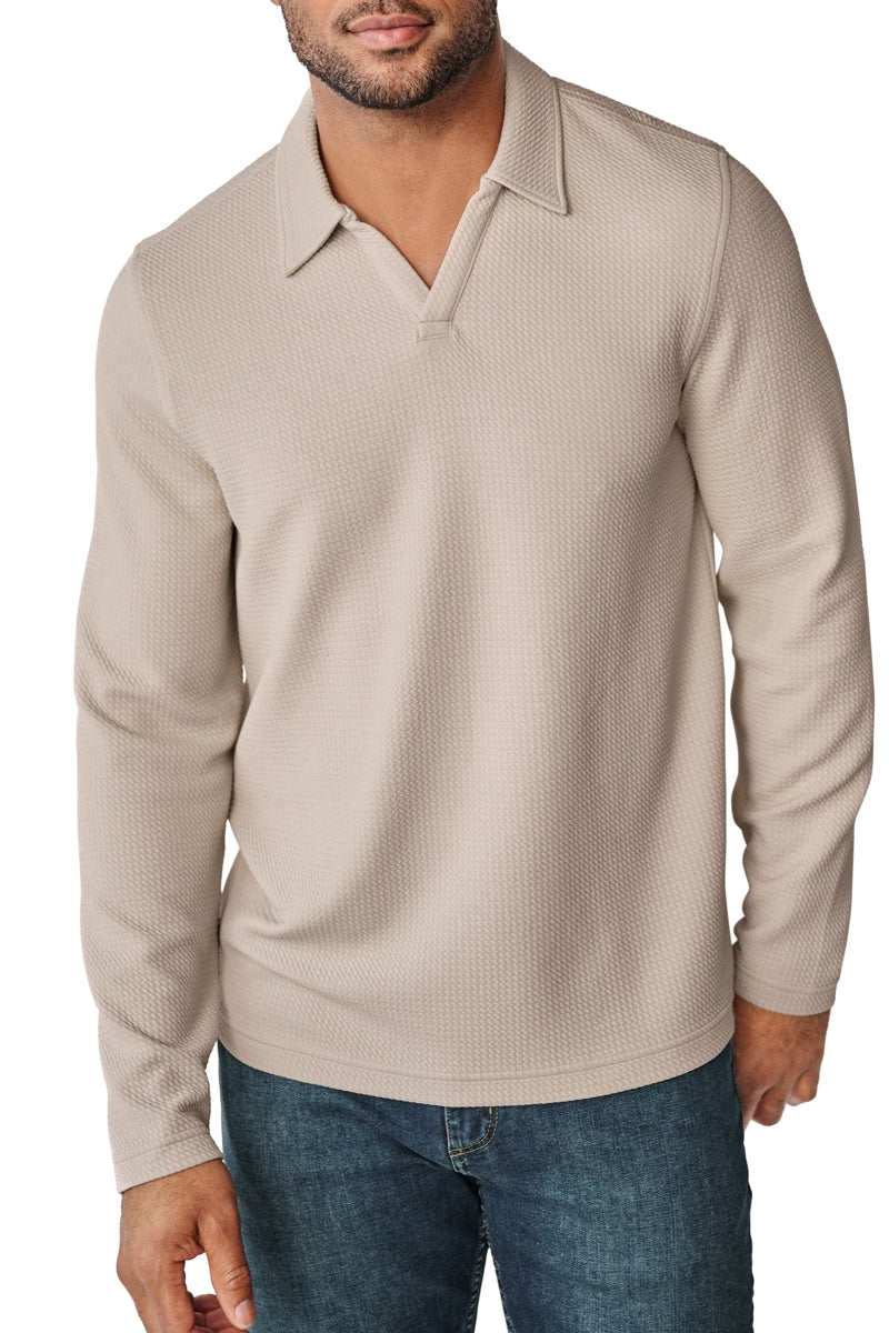 Wholesale,Johnston & Murphy, Johnston & Murphy Stone Stretch Puckered Textured Knit Polo, Tan, Small-40-TagSMedium-42-TagMLarge-45-TagLExtra Large-49-TagXLExtra Extra Large-52-TagXXLExtra Extra Extra Large-55-Tag3XL