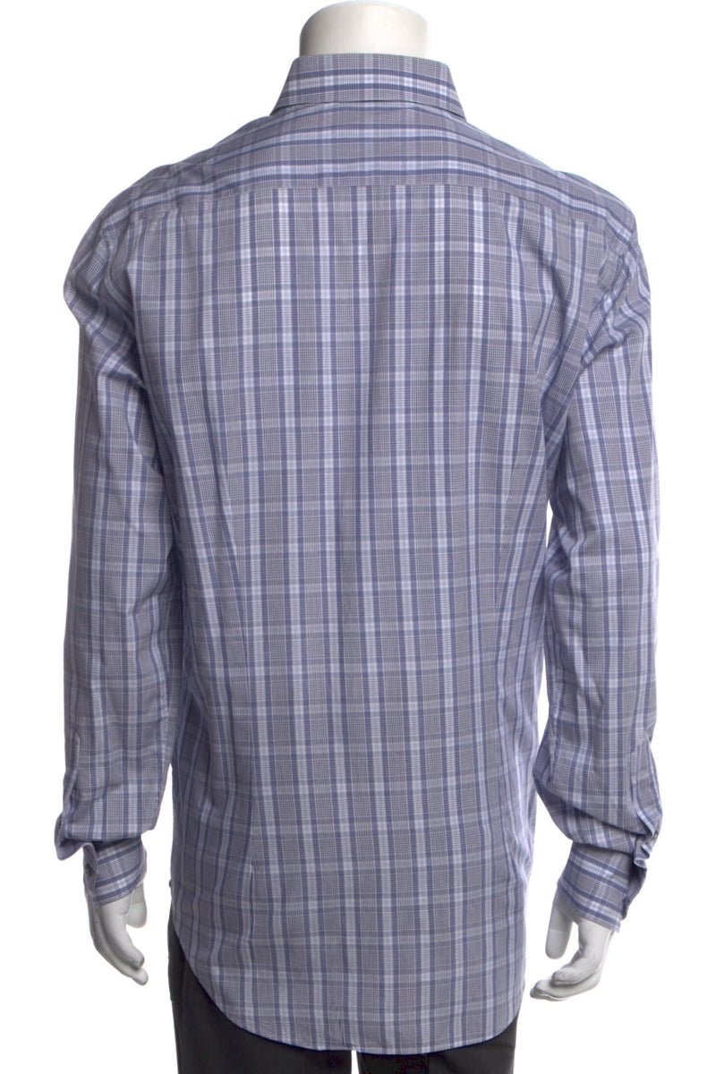 RealReal,Lanvin, Lanvin Purple Plaid Print Long Sleeve Dress Shirt, Purple, Large-45-TagL