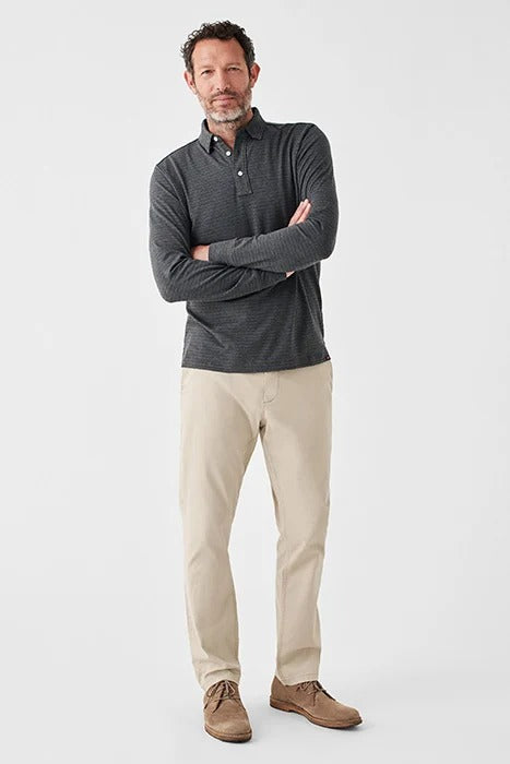 Otrium,Faherty, Faherty Grey Stripe Long Sleeve Movement Polo, Grey, Medium-42-TagMExtra Extra Large-51-TagXXLExtra Extra Large-52-TagXXLExtra Large-46-TagXLLarge-44-TagLExtra Extra Large-50-TagXXL