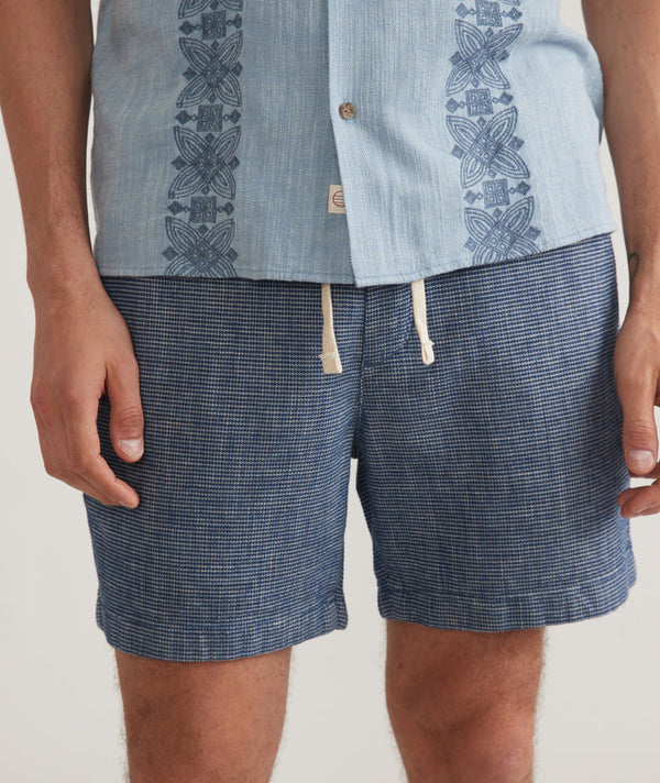 Marine Layer Navy Textured 6" Beach Shorts