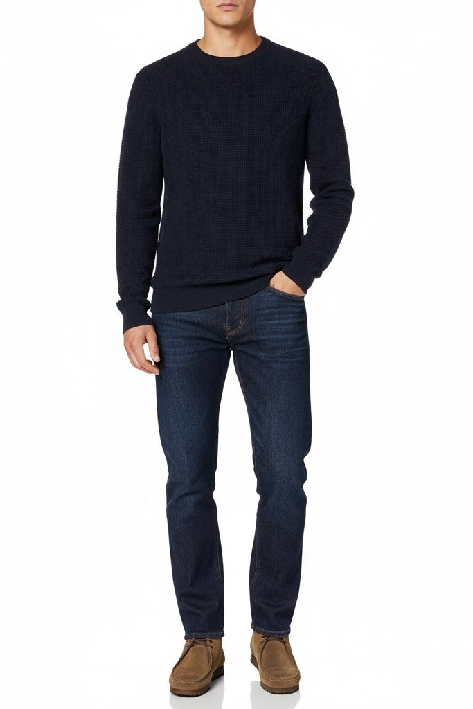 Wholesale,James Campbell, James Campbell Navy Waffle Knit Sweater, Blue, Large-48-TagL