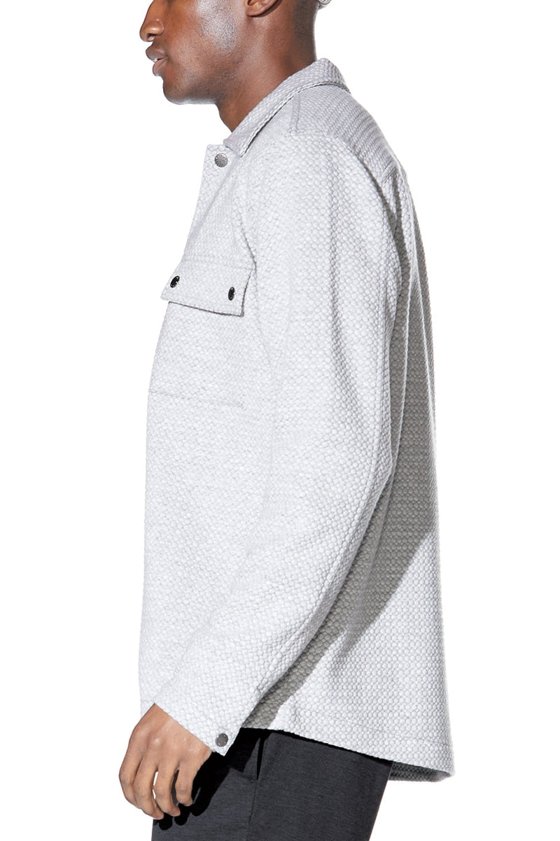 Wholesale,Civil Society, Civil Society Heather Light Grey Jacquard Knit Shacket, Grey, Medium-42-TagM