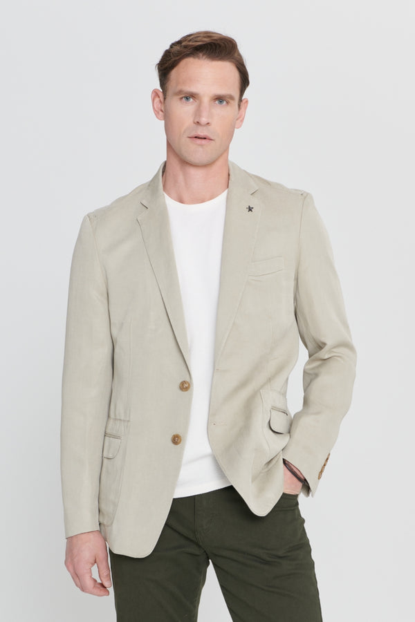 Altinyildiz Classics Beige Linen/Tencel Blend Slim Fit Suit