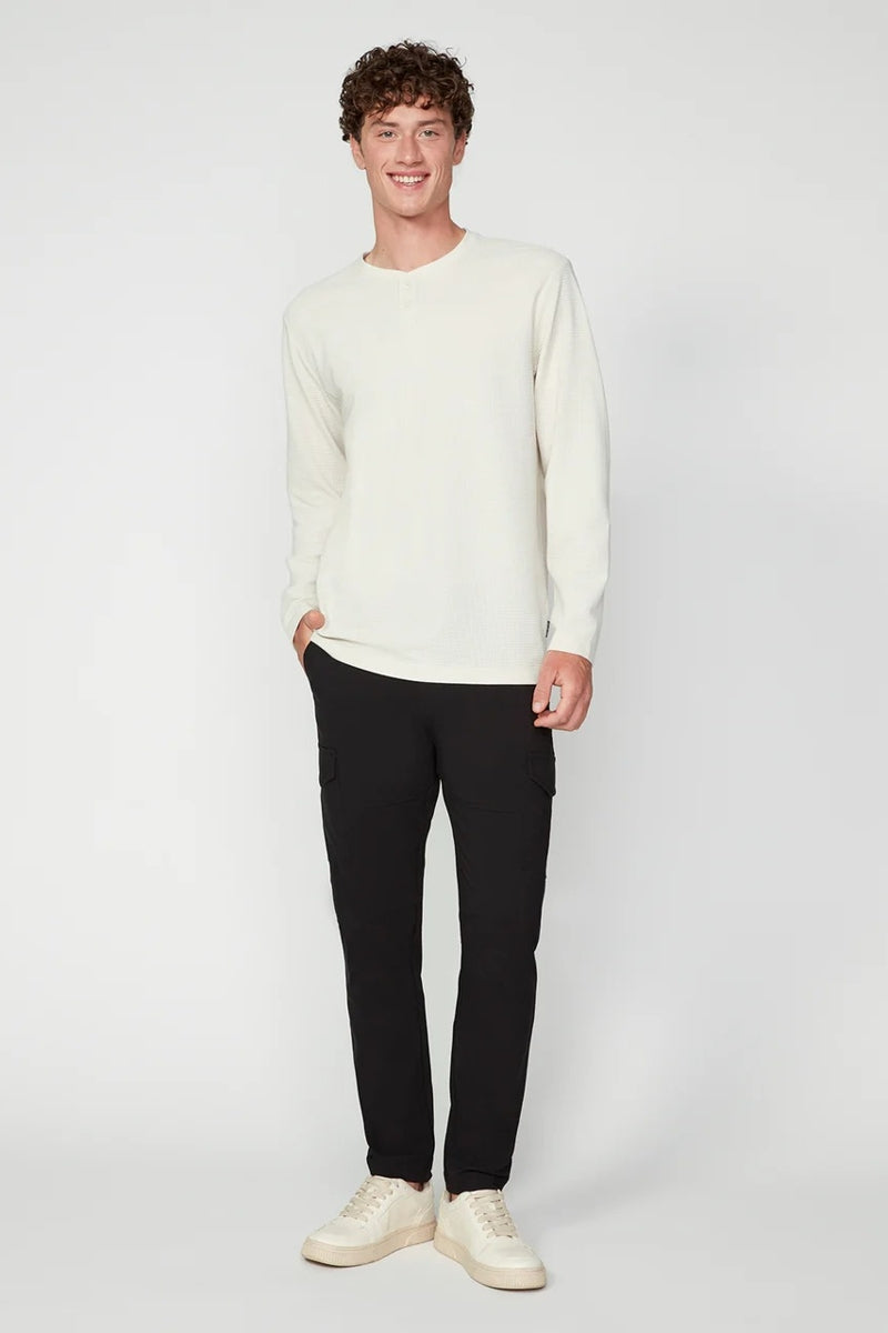 Wholesale,Projek Raw, Projek Raw Cream Grid-patterned Jersey Henley, Cream, Medium-45-TagMLarge-47-TagLExtra Large-50-TagXLExtra Extra Large-52-TagXXL