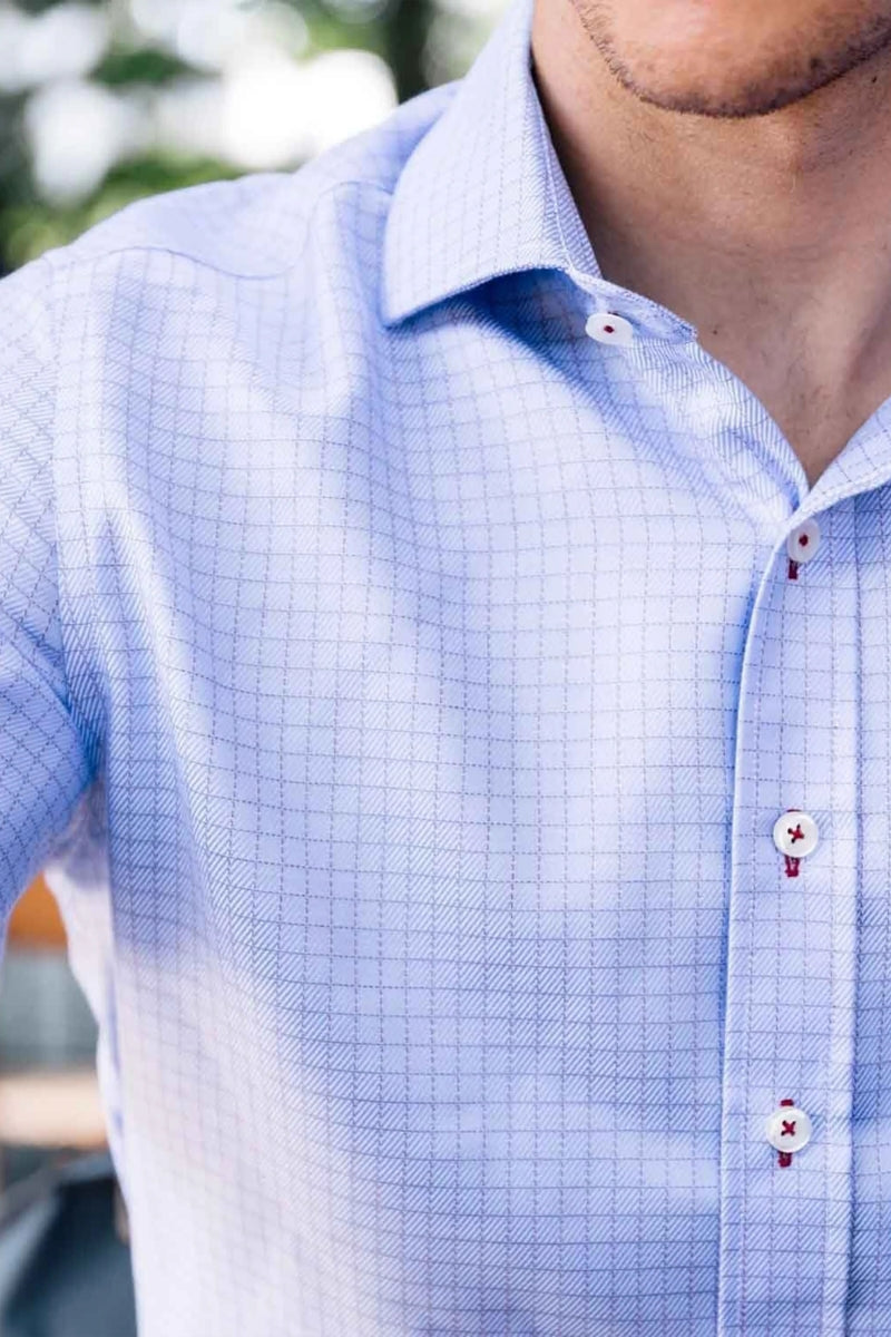 Wholesale,Twillory, Twillory Blue Check Non-Iron Safe Cotton Tech Shirt, Blue, Small-40-Tag14.5