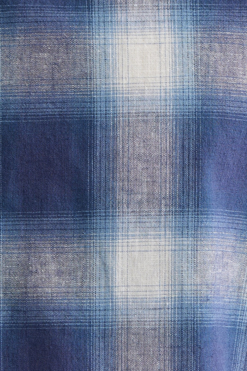 Wholesale,James Campbell, James Campbell Blue/White Plaid Cotton/Linen Blend Shirt, Blue, Small-42-TagSMedium-44-TagMLarge-46-TagLExtra Large-50-TagXL