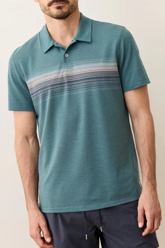 Wholesale,Marine Layer, Marine Layer Green Multi Striped Air Polo, Green, Large-46-TagL
