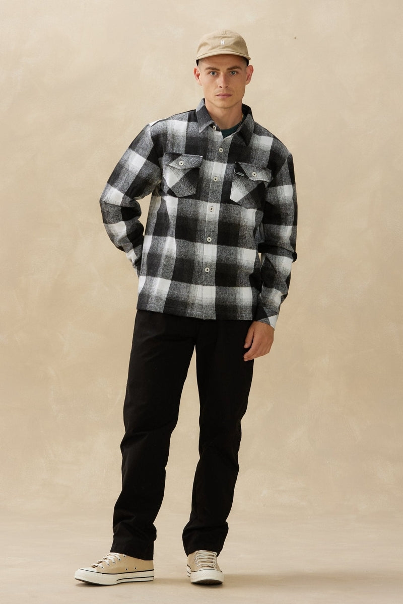 Wholesale,Kuwalla, Kuwalla Black/White Plaid Brushed Flannel Shacket, Black, Extra Extra Large-52-TagXXL