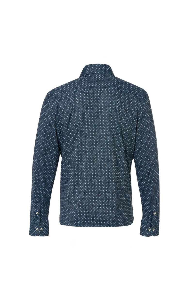 Wholesale,Luchiano Visconti, Luchiano Visconti Black with Blue Geo Dot Herringbone Shirt, Black, Large-50-TagL