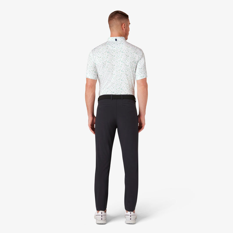 Mizzen + Main White Cacti Print Moisture-wicking Antimicrobial Tech Classic Fit Versa Polo