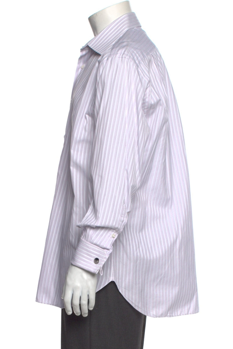 RealReal,Brioni, Brioni White/Purple Striped Long Sleeve Dress Shirt, White, Extra Large-48-TagXL