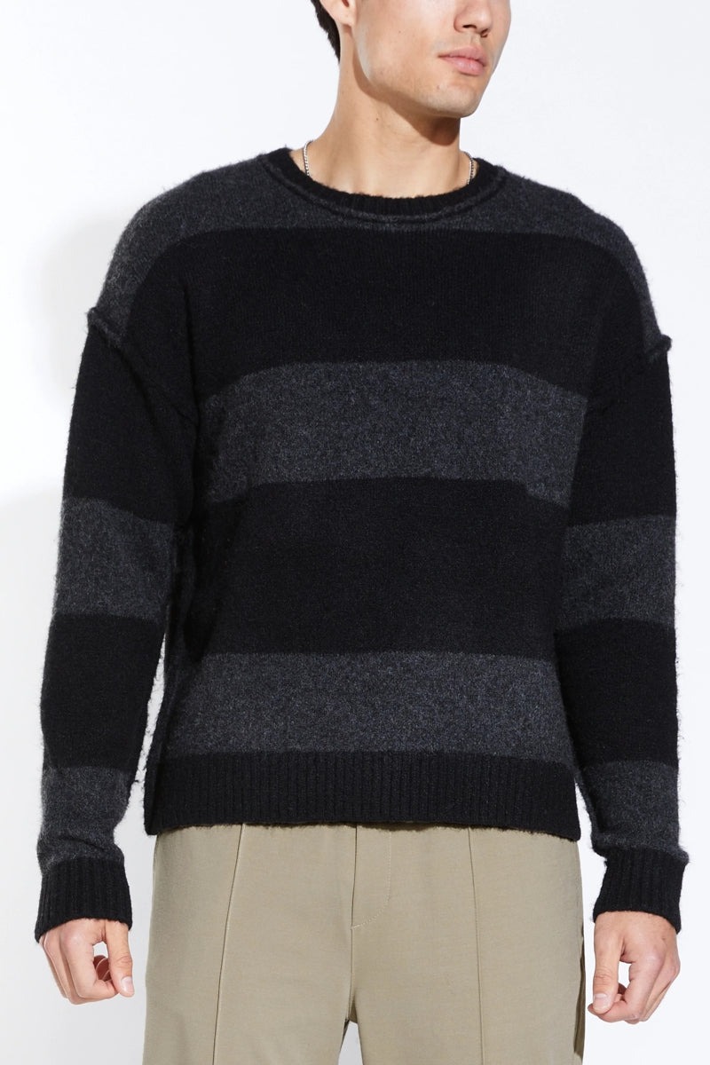 Wholesale,Civil Society, Civil Society Black Striped Fuzzy Jersey Knit Oversized Sweater, Black, Small-46-TagSMedium-48-TagMLarge-50-TagLExtra Large-52-TagXLExtra Extra Large-54-TagXXL