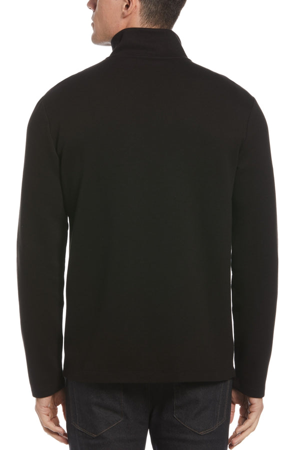 Perry Ellis Black Qtr Zip Mockneck Pullover